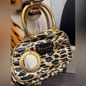 Vintage Betseyville Betsey Johnson Gold Leopard Purse Y2K 2000s